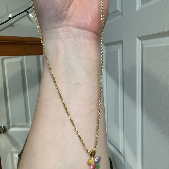 3/$15 5/$20 Vintage Y2K Gold Plated Colourful Sparkle Glitter Butterfly Necklace - Picture 11 of 11